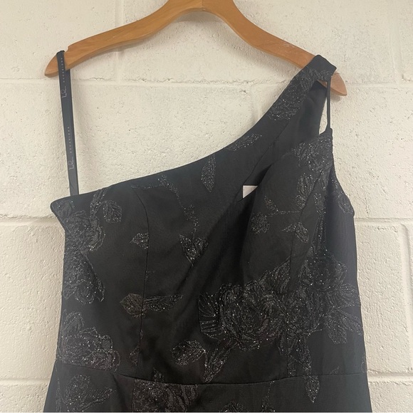 NWOT Hayley Paige Occasions Black Caviar Beaded Floral A Line Gown 52116 - Picture 6 of 15